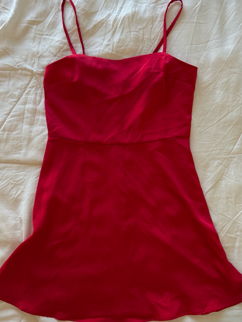 NWT Francesca’s Red Satin Slip Dress with Spaghetti Straps